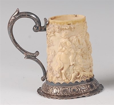 Lot 2304 - A 19th century Germanic ivory and silver...