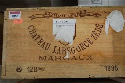 Lot 1083 - Château Labegorce Zédé, 1995, Margaux, twelve...