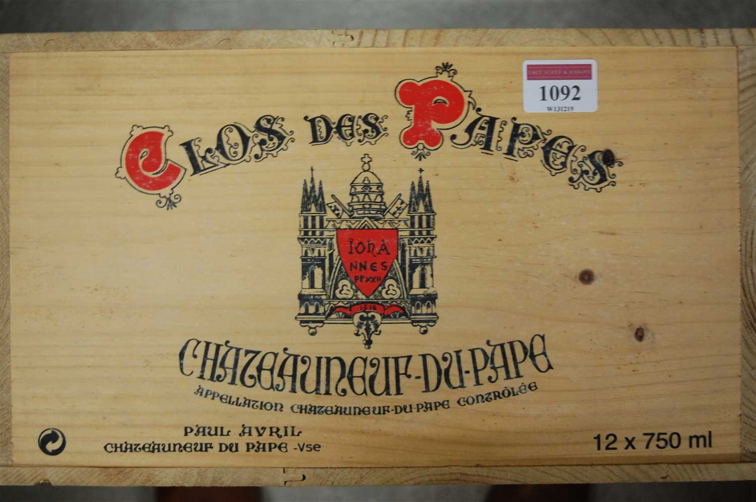 Lot 1092 - Clos des Papes, 2006, Châteauneuf-du-Pape,...