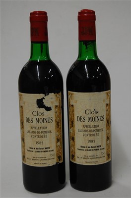 Lot 1109 - Clos des Moines, 1985, Lalande-de-Pomerol, two...