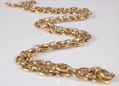 Lot 2187 - A yellow metal mariner link neck chain, with...