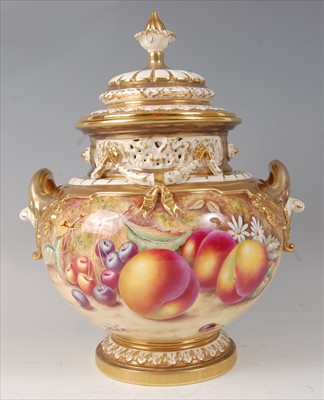 Lot 2041 - A Royal Worcester porcelain pedestal vase and...