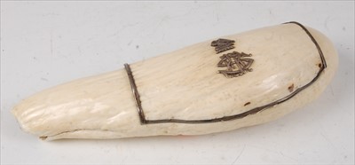 Lot 2303 - A Victorian silver mounted sperm whale tooth...