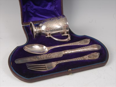 Lot 2111 - A Victorian silver four-piece christening set,...