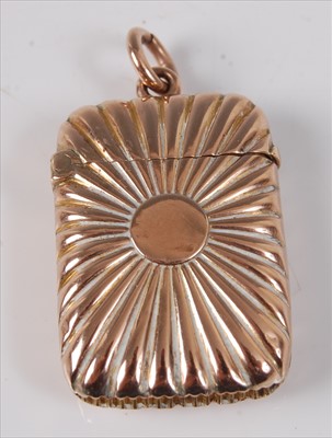 Lot 2308 - A small 9ct gold vesta case, having a sunburst...