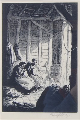 Lot 2395 - George Soper (1870-1942) - Two women mending...