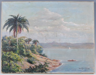 Lot 2368 - Luiz Christophe - Brazilian coastline, oil on...
