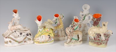 Lot 2060 - A Victorian Staffordshire spill vase in the...