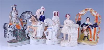 Lot 2063 - Two Victorian Staffordshire flatback figures,...