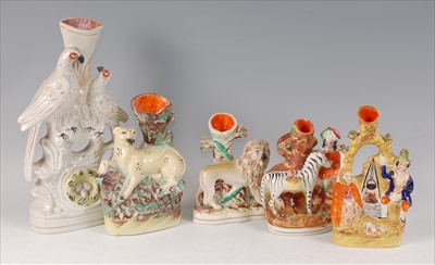 Lot 2065 - A Victorian Staffordshire spill vase,...