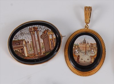 Lot 2163 - An Italian micro-mosaic brooch depicting St...