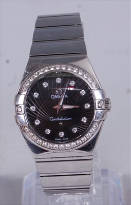 Lot 2243 - A lady's Omega steel Constellation wristwatch,...