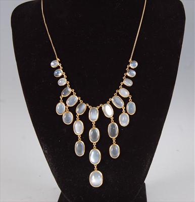 Lot 2220 - A contemporary yellow metal moonstone set...