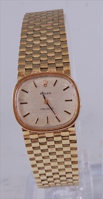 Lot 2242 - A lady's Rolex Precision 14ct gold wristwatch,...