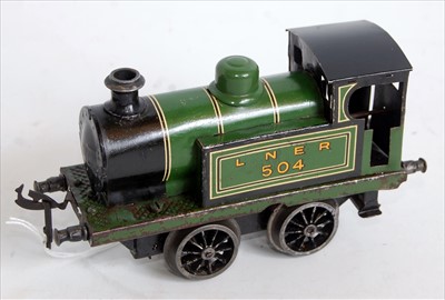 Lot 337 - Bing clockwork 0-4-0 tank loco LNER 504, green...