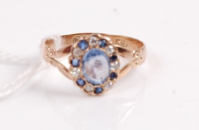 Lot 344 - A 9ct gold pale sapphire(?), blue sapphire,...