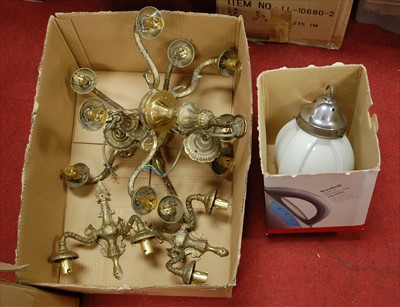 Lot 138 - A pair of 20th century brass five branch...