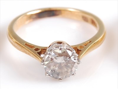 Lot 2026 - A yellow and white metal diamond single stone...