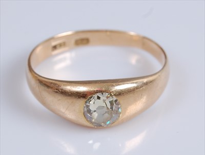 Lot 2051 - An 18ct yellow gold Gypsy set diamond ring,...
