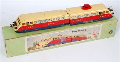 Lot 533 - French Hornby clockwork 2-car SNCF railcar,...