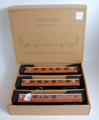 Lot 547 - Darstaed 3-coach LNER teak Set A, red light...