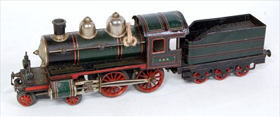 Lot 584 - KBN clockwork 4-4-0 loco and 6-wheel tender,...