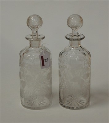 Lot 36 - A pair of Victorian thumb cut and acid etched...