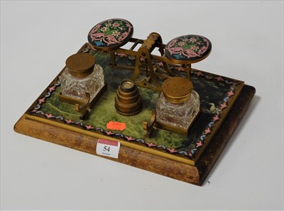 Lot 54 - A circa 1900 marble and brass desk stand,...