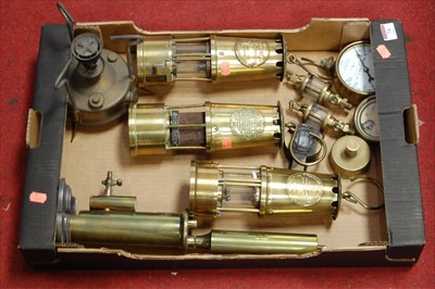 Lot 74 - Three brass miner's lamps, to include M&G of...