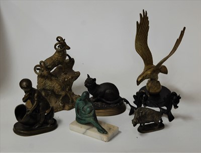 Lot 114 - Assorted brass and metal animal castings, to...
