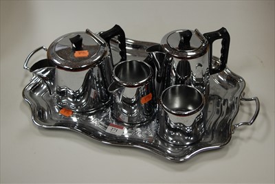 Lot 222 - A Swan brand chronium plate four-piece tea...