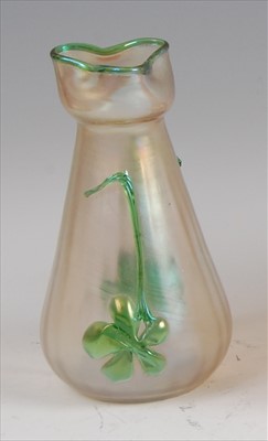 Lot 69 - An Art Nouveau Loetz type vaseline glass vase,...