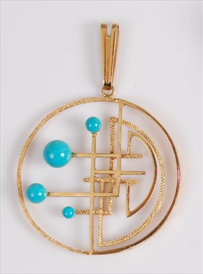 Lot 158 - A 1970s German 18ct gold and turquoise set...