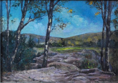 Lot 1048 - Max Bouvet (1854-1943) - Silver birches in a...