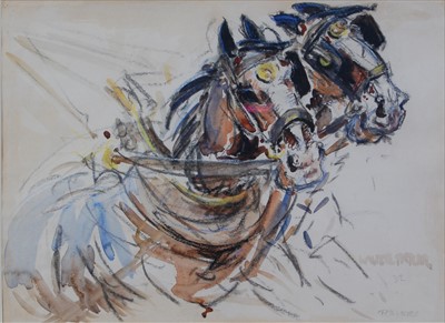 Lot 260 - Modern British School - Horses Ploughing,...