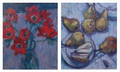 Lot 283 - Modern British School - Pair; Red Anemones,...