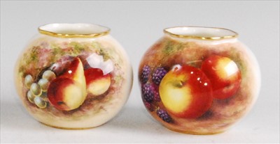 Lot 1085 - A Royal Worcester porcelain squat vase, shape...