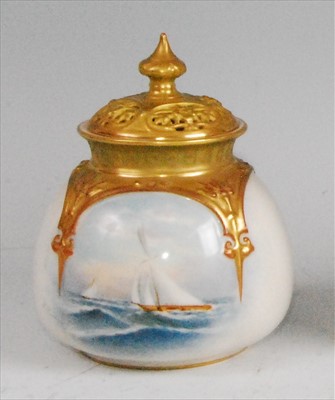 Lot 1078 - A Royal Worcester porcelain pot pourri vase...