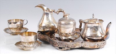 Lot 1339 - A Chinese 'silver' tea-for-two service,...