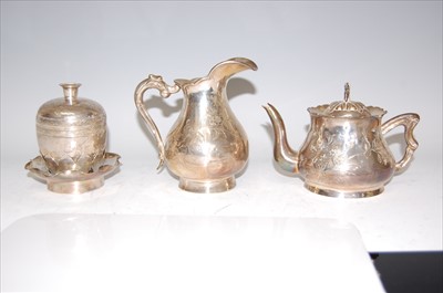 Lot 1339 - A Chinese 'silver' tea-for-two service,...