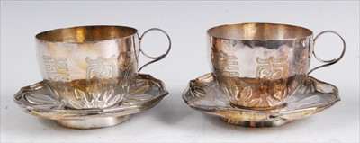 Lot 1339 - A Chinese 'silver' tea-for-two service,...