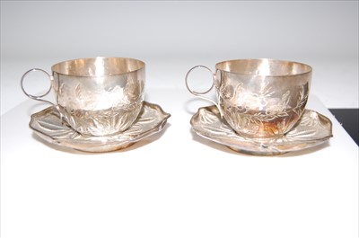 Lot 1339 - A Chinese 'silver' tea-for-two service,...