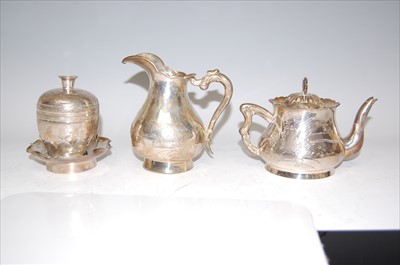 Lot 1339 - A Chinese 'silver' tea-for-two service,...