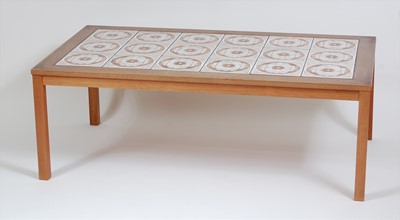 Lot 1299 - A 1970s Danish teak and tile-top inset...