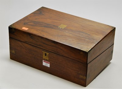 Lot 17 - A Victorian walnut and brass bound writing...