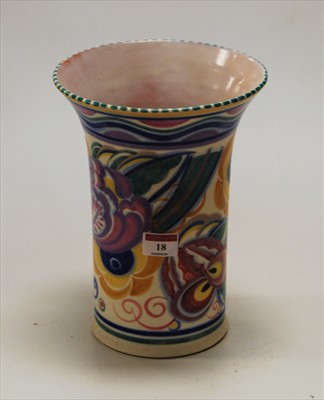 Lot 18 - A Poole Pottery vase, having flared rim to a...