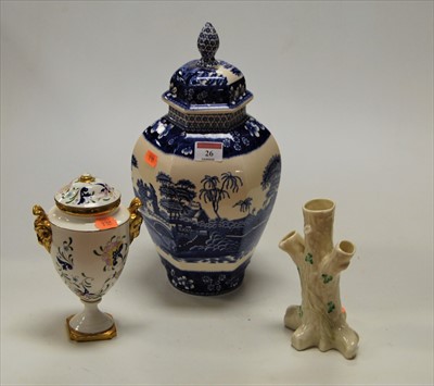 Lot 26 - A Spode blue and white transfer decorated vase...