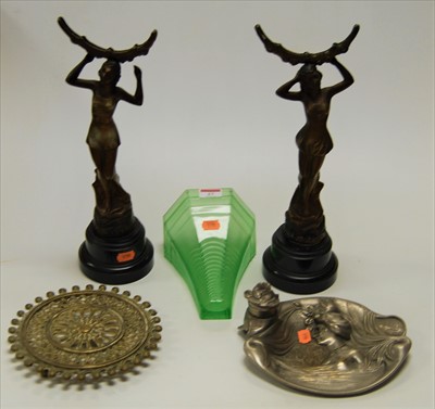Lot 27 - A reproduction pewter desk stand in the Art...