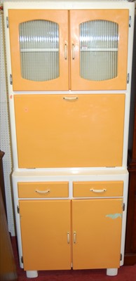 Lot 1124 - A 1950s painted plywood kitchen cabinet,...
