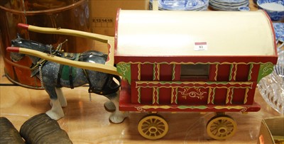 Lot 81 - A painted model of a gypsy caravan with...